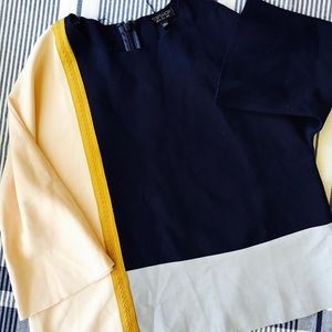 Topshop color blocked 3/4 sleeve blouse sz 4